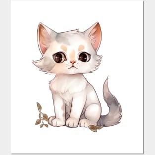 ANIME KITTY CAT SUPER CUTE DRAWING Posters and Art